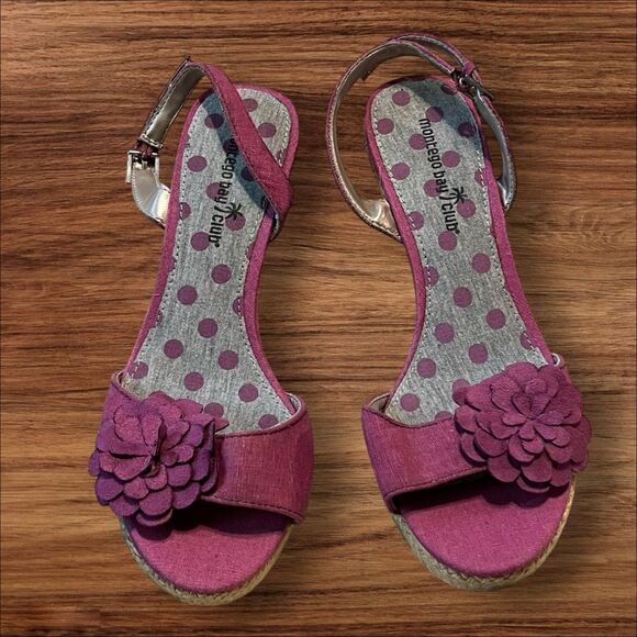 Montego Bay Club Shoes - Montego Bay Club Pink Floral Espadrille Wedge Sandals Size 7.5